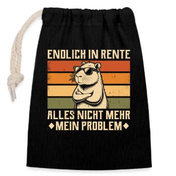 Endlich in Rente - Vintage Capybara - Rentner - Verschließbarer Geschenkbeutel aus Baumwolle (14x20cm) - Schwarz - Vorne