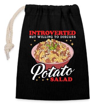 Salade de pommes de terre Cadeau de salade de pommes de terre - Sac cadeau en coton avec cordon (14 x 20 cm) - noir - Devant
