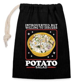 Salade de pommes de terre Cadeau de salade de pommes de terre - Sac cadeau en coton avec cordon (14 x 20 cm) - noir - Devant