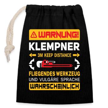 Chauffagiste Plombier Plombier de construction chauffage - Sac cadeau en coton avec cordon (14 x 20 cm) - noir - Devant