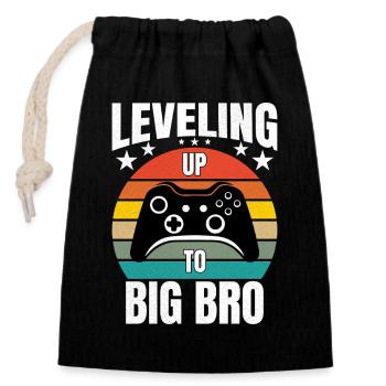 Gaming Gamer Brother Leveling Up To Big Bro - Closable cotton gift bag (14x20cm) - black - Front