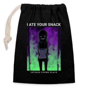 Gruseliges Anime Phonk I Ate Your Snack - Verschließbarer Geschenkbeutel aus Baumwolle (14x20cm) - Schwarz - Vorne