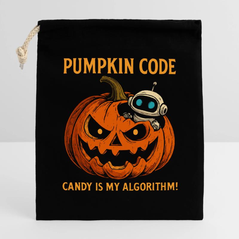 Pumpkin Code : Candy est mon algorithme ! Sac cadeau en coton avec cordon (14 x 20 cm)