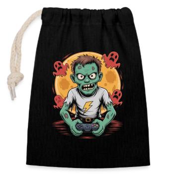 Spooky Zombie Video Gaming Halloween Gamer - Verschließbarer Geschenkbeutel aus Baumwolle (14x20cm) - Schwarz - Vorne