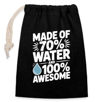 Composé à 70 % d'eau et à 100 % génial - Sac cadeau en coton avec cordon (14 x 20 cm) - noir - Devant