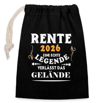 Rente 2026 Geschenk – Legende verlässt das Gelände - Verschließbarer Geschenkbeutel aus Baumwolle (14x20cm) - Schwarz - Vorne