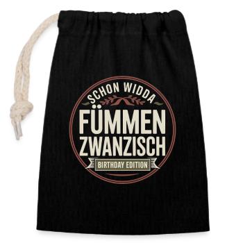 Schon Widda Fümmen Zwanzisch 50. Geburtstag - Verschließbarer Geschenkbeutel aus Baumwolle (14x20cm) - Schwarz - Vorne