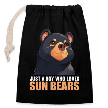 Sun Bear Malaienbär - Verschließbarer Geschenkbeutel aus Baumwolle (14x20cm) - Schwarz - Vorne