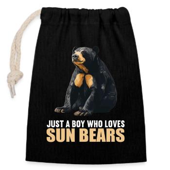 Sun Bear Malaienbär - Verschließbarer Geschenkbeutel aus Baumwolle (14x20cm) - Schwarz - Vorne