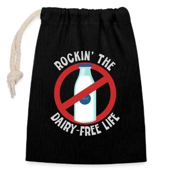 Laktoseintolerant Rockin The Dairy Free Life - Verschließbarer Geschenkbeutel aus Baumwolle (14x20cm) - Schwarz - Vorne