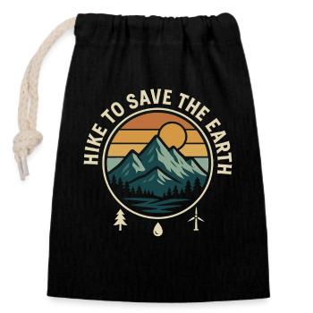 Randonnée pour sauver la Terre Paysage - Sac cadeau en coton avec cordon (14 x 20 cm) - noir - Devant