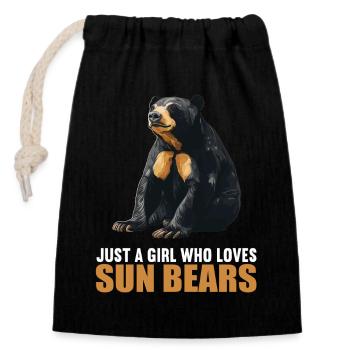 Sun Bear Malaienbär - Verschließbarer Geschenkbeutel aus Baumwolle (14x20cm) - Schwarz - Vorne