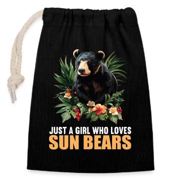 Sun Bear Malaienbär - Verschließbarer Geschenkbeutel aus Baumwolle (14x20cm) - Schwarz - Vorne