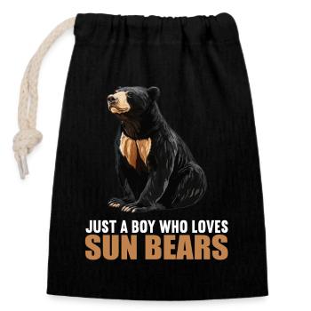 Sun Bear Malaienbär - Verschließbarer Geschenkbeutel aus Baumwolle (14x20cm) - Schwarz - Vorne