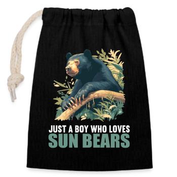 Sun Bear Malaienbär - Verschließbarer Geschenkbeutel aus Baumwolle (14x20cm) - Schwarz - Vorne