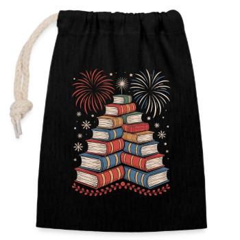 Patriotic Bookworm Bookish Independence Day 4th - Closable cotton gift bag (14x20cm) - black - Front