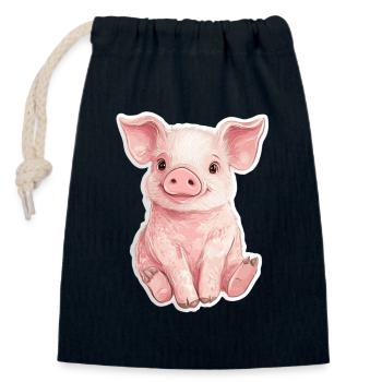 Schwein Ferkel - Verschließbarer Geschenkbeutel aus Baumwolle (14x20cm) - Navy - Vorne