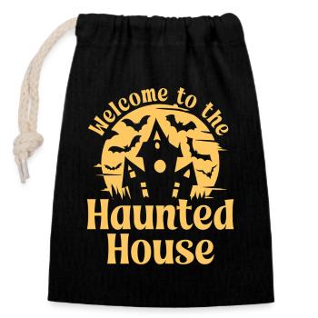 Welcome to the Haunted House - Closable cotton gift bag (14x20cm) - black - Front