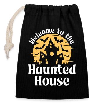 Welcome to the Haunted House - Closable cotton gift bag (14x20cm) - black - Front