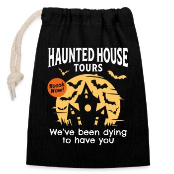 Haunted House Tours - Closable cotton gift bag (14x20cm) - black - Front