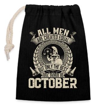Octobre Tous les hommes sont créés égaux Design - Sac cadeau en coton avec cordon (14 x 20 cm) - noir - Devant