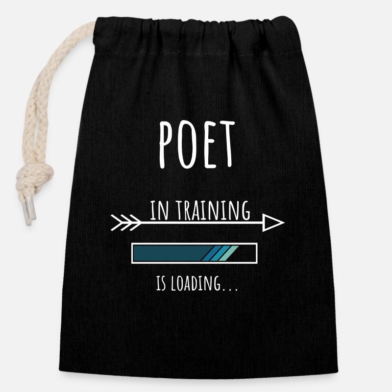 Poet Geschenk Beruf Ausbildung Dichter - Verschließbarer Geschenkbeutel aus Baumwolle (14x20cm) - Schwarz