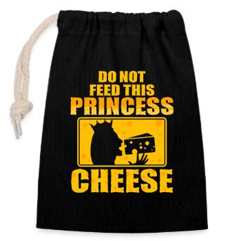 Laktoseintolerant Do Not Feed This Princess Cheese - Verschließbarer Geschenkbeutel aus Baumwolle (14x20cm) - Schwarz - Vorne