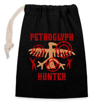 Pétroglyphe Chasseur Pétroglyphe Pictogrammes - Sac cadeau en coton avec cordon (14 x 20 cm) - noir - Devant