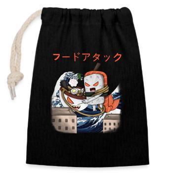 Sushi vs Ramen – Japanische Kunst T-Shirt Große Welle - Verschließbarer Geschenkbeutel aus Baumwolle (14x20cm) - Schwarz - Vorne
