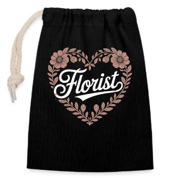 Florist Heart Design - Closable cotton gift bag (14x20cm) - black - Front
