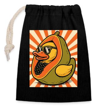 Humorvoller Papaya-Enten-Charakter - Verschließbarer Geschenkbeutel aus Baumwolle (14x20cm) - Schwarz - Vorne
