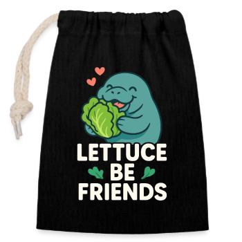 Lamantin passionné bœuf de mer amateur de salade d’amour - Sac cadeau en coton avec cordon (14 x 20 cm) - noir - Devant