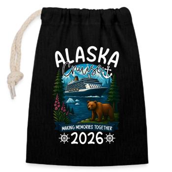 Conception de la croisière en Alaska 2026 - Sac cadeau en coton avec cordon (14 x 20 cm) - noir - Devant