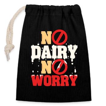 Laktoseintoleranz No Dairy No Worry - Verschließbarer Geschenkbeutel aus Baumwolle (14x20cm) - Schwarz - Vorne