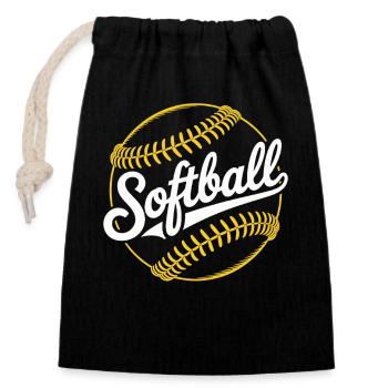 Softball - Verschließbarer Geschenkbeutel aus Baumwolle (14x20cm) - Schwarz - Vorne