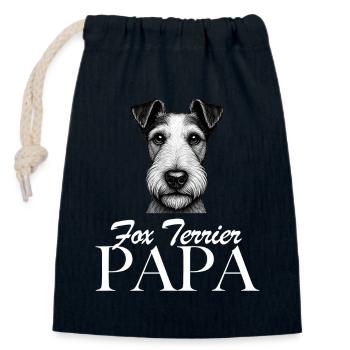 Fox Terrier Dad - Closable cotton gift bag (14x20cm) - navy - Front