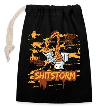 Shitstorm  - Verschließbarer Geschenkbeutel aus Baumwolle (14x20cm) - Schwarz - Vorne