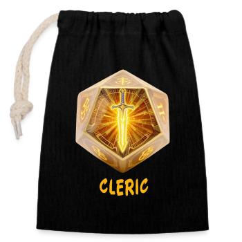 W20 mit heiligem Schwert – Cleric Fantasy - Verschließbarer Geschenkbeutel aus Baumwolle (14x20cm) - Schwarz - Vorne