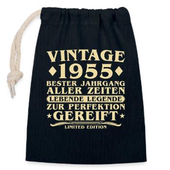 Vintage 1955 Vintage Born 70 Years - Closable cotton gift bag (14x20cm) - navy - Front