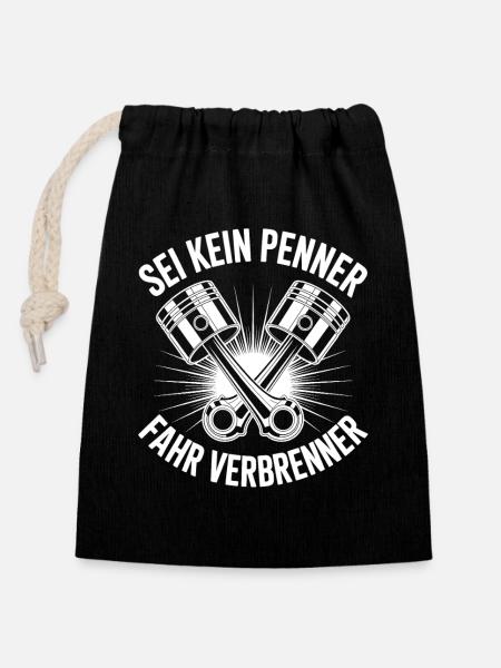 Fahr Verbrenner - Autofan - Verschließbarer Geschenkbeutel aus Baumwolle (14x20cm) - Schwarz