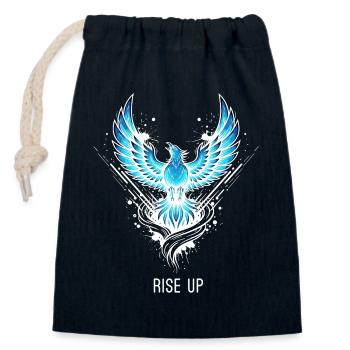 Rise Up Phoenix Glowing Fantasy Motif - Closable cotton gift bag (14x20cm) - navy - Front