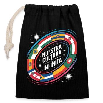 Nuestra Cultura es Infinita Culture Diversité - Sac cadeau en coton avec cordon (14 x 20 cm) - noir - Devant