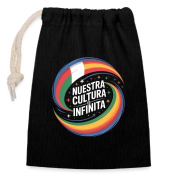 Nuestra Cultura es Infinita Latino Diversité - Sac cadeau en coton avec cordon (14 x 20 cm) - noir - Devant
