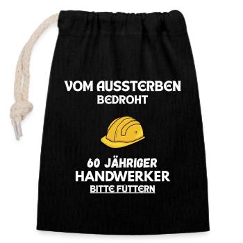 Lustiges Handwerker T-Shirt für den 60. Geburtstag - Verschließbarer Geschenkbeutel aus Baumwolle (14x20cm) - Schwarz - Vorne