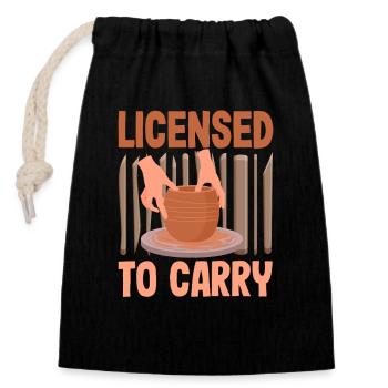 Licensed To Carry Pottery Love - Closable cotton gift bag (14x20cm) - black - Front