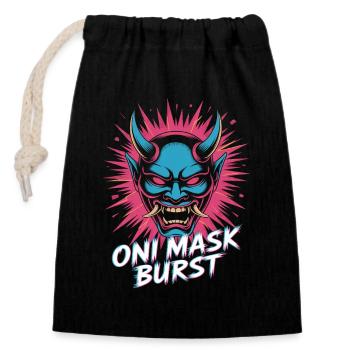 Masque Oni éclatant de la culture pop esthétique japonaise - Sac cadeau en coton avec cordon (14 x 20 cm) - noir - Devant
