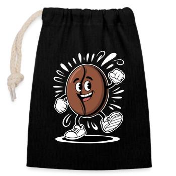 Dancing Coffee Bean Cartoon Coffee - Verschließbarer Geschenkbeutel aus Baumwolle (14x20cm) - Schwarz - Vorne