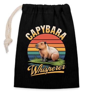 Funny aesthetic Kawaii Capybara - Closable cotton gift bag (14x20cm) - black - Front