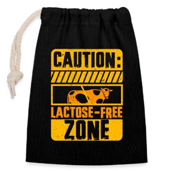 Laktoseintolerant Lactose Free Zone - Verschließbarer Geschenkbeutel aus Baumwolle (14x20cm) - Schwarz - Vorne