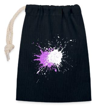 Explosion de couleur violette sur noir - Sac cadeau en coton avec cordon (14 x 20 cm) - bleu marine - Devant